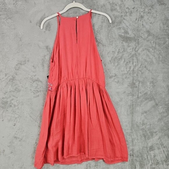 Lulus Dress Womens S Coral Embroidered Flowers Sleeveless A-Line Mini Sundress - Picture 7 of 8